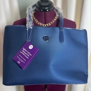 Joy Mangano Elegant Blue Tote with Sturdy Handles